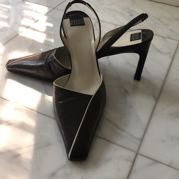 Anne Klein Brown Sling-back Heels - Picture 2 of 4